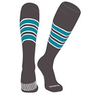 Striped OTC Baseball, Softball, Football Socks (C) Graphite, White, Marlin Teal