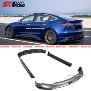 Fits 17-23 Tesla Model 3 Unpainted PP Front Rear Lip Bumper Side Skirts Bodykits - Picture 1 of 21