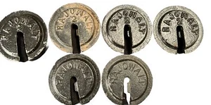 Vtg Cast Iron Scale 2lb & 1lb Hanging Platform Stacking Slot Weights - Picture 1 of 5