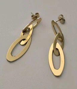 18k Yellow Gold Oval Dangle Polished Postback Earrings Hidden Ruby Roberto Coin  - Picture 1 of 6
