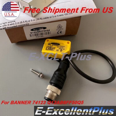 For Banner Q12AB6FF50Q5 Photoelectric Sensor Switch 10-30VDC 200mA NPN/PNP 4Pins - Image 1 of 4