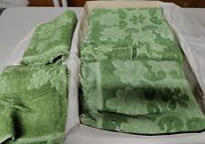 VTG Cannon Royal Family 6 Pc Bath Towel Set Avocado Green Fringe Sculpted 