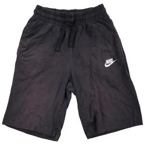 Nike Boys Sweat Shorts Swoosh Size 137-147cm Black Back Pocket 100% Cotton - Picture 1 of 8