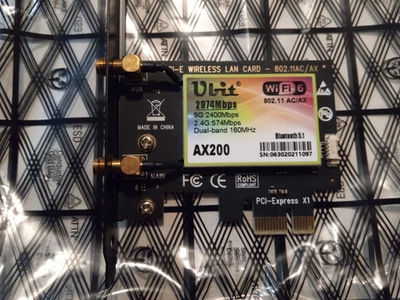 💻 Ubit WiFi 6 PCI-E Card AX200 2974 Mbps Dual Band 160 MHz Bluetooth 5.1 – New - Image 1 of 4