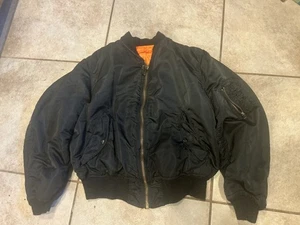 Vintage Ma-1 Black Reversible Flight Jacket Sz L Alpha Industries - Picture 1 of 5