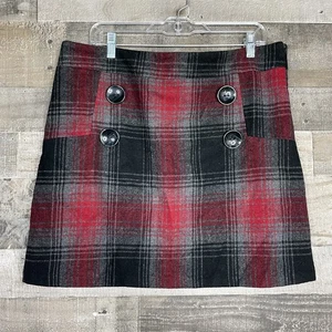Yessica Skirt at C&A Black and Red Wool Blend Plaid 36” Waist Buttons Lined - Picture 1 of 4