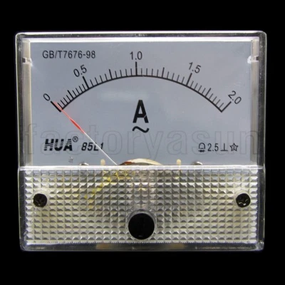 AC 2A Analog Panel AMP Current Meter Ammeter Gauge 85L1 0-2A AC White