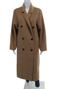 MNG Women's Long Sleeves Collared Double Breast Wool Coat Beige Size S - Picture 1 of 4