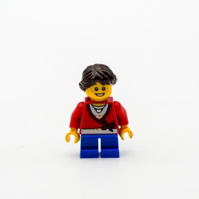 LEGO Girl Minifig Short Blue Legs Red Sweater Freckles French Braid Hair cty0339