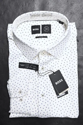 Hugo Boss Camicia Da Uomo Hank Kent Slim Fit Performance Stretch 43 17 - Immagine 1 di 4