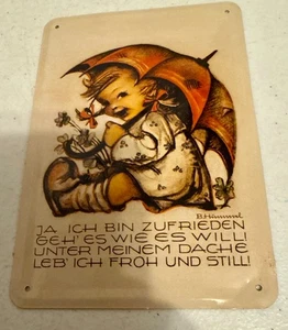 Vintage SELTEN Hummel Metall Blech Regenschirm Mädchen 5,75" x 4" Rechteck Deutschland - Bild 1 von 6