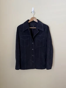 Nili Lotan Dominic Suede Jacket Deep Blue Size Small - Picture 1 of 4