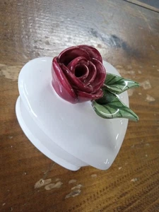 Mud Pie 1998 Heart Shaped Trinket Box With Rose - Picture 1 of 8