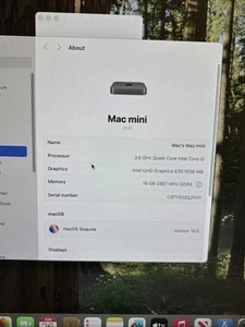 Apple Mac Mini- 3.6GHZ -16GB RAM -256GB SSD(A1993) (2018) - Bild 1 von 11