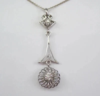 Colgante colgante único de diamantes de corte redondo de 1,10 quilates enchapado en oro blanco de 14 quilates Foto 1 de 4