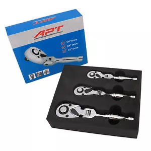 APT Taiwan Flexi Stubby Ratchet Spanner 1/2 3/8 1/4 Drive Reversible 72T Cr-V - Picture 1 of 11