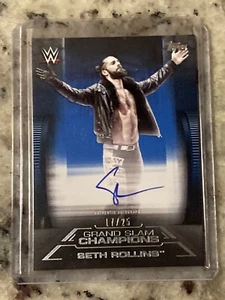 2021 Topps WWE Indisputed Seth Rollins Blue Grand Slam Champion On Card Auto /25 - Foto 1 di 2