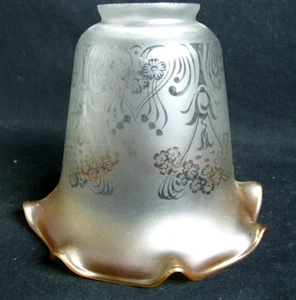 VICTORIAN STYLE FROSTED AMBER IRIDESCENT ACID ETCHED SCONCE PENDANT LAMP SHADE - Picture 1 of 10