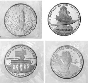 MARSHALL ISLANDS $5 1988-1990 'Space , Battle of Britain & Germany United' (4) - Picture 1 of 4