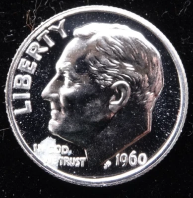 1960 Roosevelt Dime DDO FS-105 Proof 90% Silver Coin US Mint 10C - Image 1 of 4