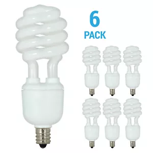 6 Pack Mini Spiral Compact Fluorescent CFL Bulb 13W 120V T2 Candelabra E12 5000K - Picture 1 of 4