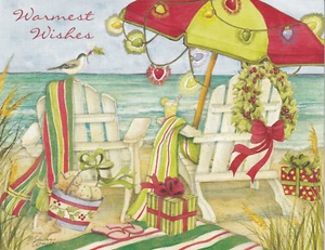 Box of 18 Lang Christmas Cards "A Beachy Christmas" Artwork by Susan Winget - Picture 1 of 4