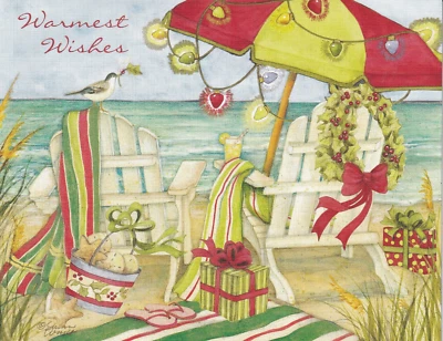 Box of 18 Lang Christmas Cards "A Beachy Christmas" Artwork by Susan Winget - Image 1 of 4