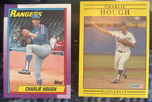 Lot Of 2 Charlie Hough Baseball Cards - 1990 Topps & 1991 Fleer -Texas Rangers