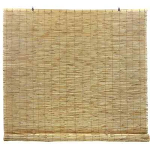 72 x 72" Natural Cordless Light Filtering Bamboo Reed Blind Manual Roll Up Shade - Picture 1 of 6