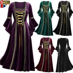 Women Renaissance Medieval Fancy Dress Halloween Gothic Witch Cosplay Costume. - Picture 1 of 30