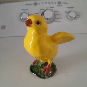 Figura de colección Bavent Pottery pollito de terracota grande + bebé amarillo 6" loza como está - Imagen 1 de 19