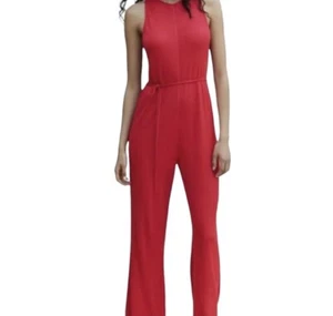 Zara Womens Hot Pink Ribbed Sleeveless Jumpsuit Size Medium NWT - Picture 1 of 5