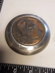 Vintage Trinket Pill Snuff Powder Box rame cane irlandese setter metallo rame - Foto 1 di 4