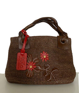 TULA By Radley Small Real leather & Rattan Brown Tote Grab Bag Handbag
