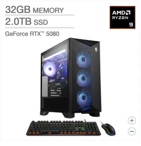 MSI Aegis ZS2 Gaming Desktop – AMD Ryzen 9 9900X – GeForce RTX 5080 – Windows 11 - Picture 1 of 6