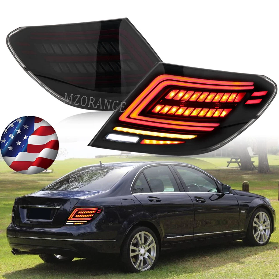 Smoked LED Tail Lights For Mercedes Benz W204 C200 C250 C300 2007 2008 2009-2014 - Image 1 of 4