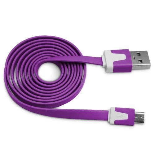 NTJ Flat Noodle MICRO USB Charger Cable for SAMSUNG S7 NOKIA LG HTC smart phones - Image 1 of 4