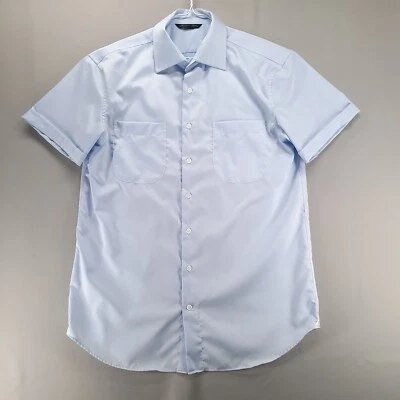 Jantzen Tailor Shirt Mens M Blue Short Sleeve Pockets Cotton Button Up - Image 1 of 4
