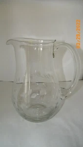 Crystal Pitcher Etched Floral Blown Glass Water/Tea 9" tall VTG - Picture 1 of 4