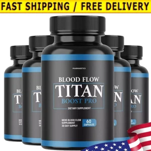 Blood Flow Titan Boost Pro Mens Blood Flow Supplement - 60 Capsule ( 5 Bottles ) - Picture 1 of 5