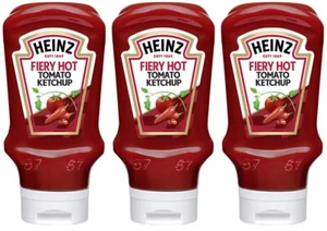 3 HEINZ FIERY HOT TOMATO KETCHUP Sauce Bottles 460g 16oz - Picture 1 of 7