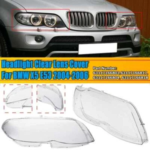 Right+Left Headlight Shell Clear Lens Cover For BMW X5 E53 530i 544i 2004-2006 - Foto 1 di 9