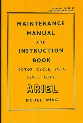 Ariel W NG WD 350 Manual Y Libro De Instrucciones Guía De Motocicleta Vintage - Imagen 1 de 4
