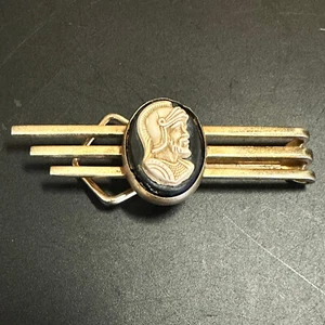 Vintage Art Deco Spartan Roman Warrior Tie Bar Bearded Gladiator - SWANK KLIP - Picture 1 of 4