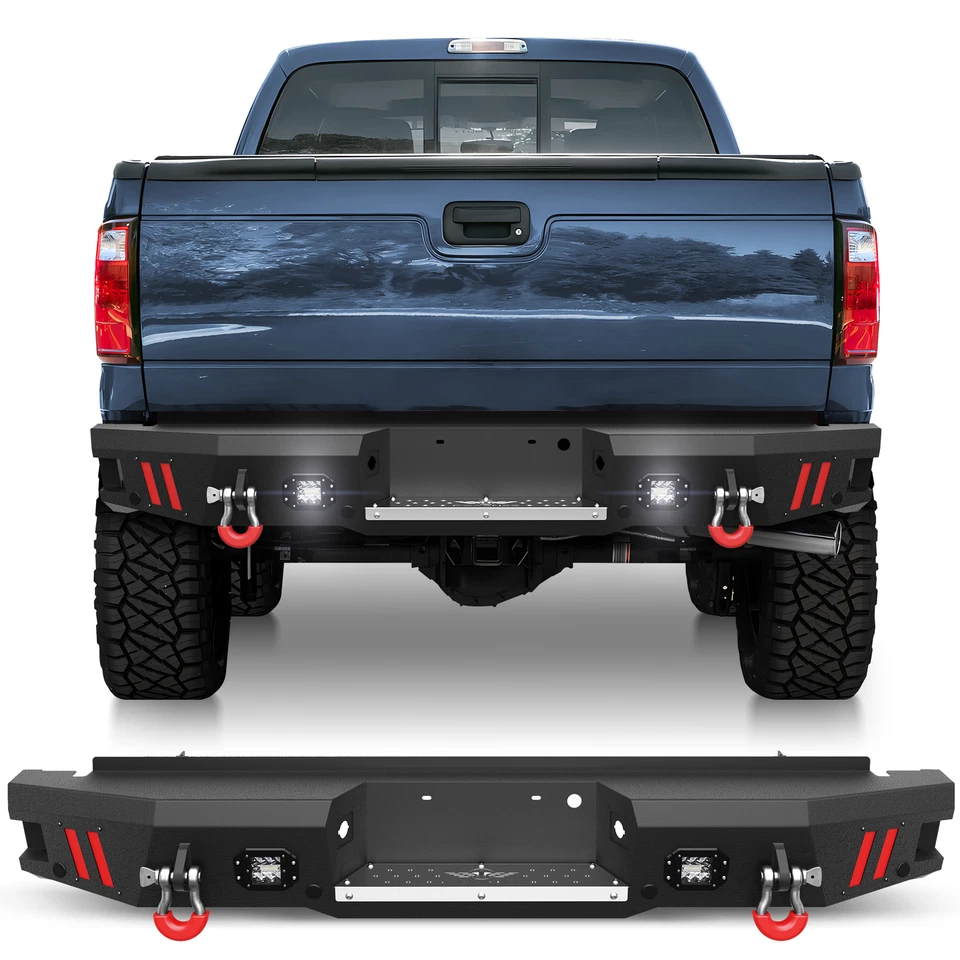 Parachoques trasero para Ford F250 F350 F450 Super Duty 1999-2016 con orificios de sensor + luz Foto 1 de 4