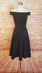 Little Black Summer Dress Stretch Fabric with Tulle Neon Pink Slip Women Sz 8-10 - Picture 1 of 8