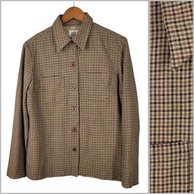 Vintage Y2K Gap Plaid Top Medium Shacket Flannel Brown Structured Equestrian  - Image 1 of 4