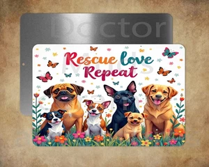 RESCATE AMOR REPETICIÓN PERRO AMANTES REFUGIO 8 X 12" letrero metálico Hecho en EE. UU. - Imagen 1 de 1