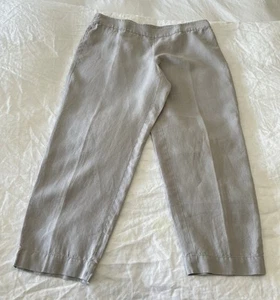 Eileen Fisher | SZ Large | Gray Organic Linen High Waisted Cropped Pants Pull On - Picture 1 of 9