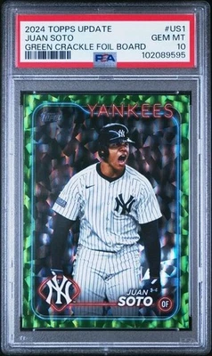 2024 Topps Update Juan Soto #US1 Green Crackle Foilboard /499 Gem Mint PSA 10 - Image 1 of 2